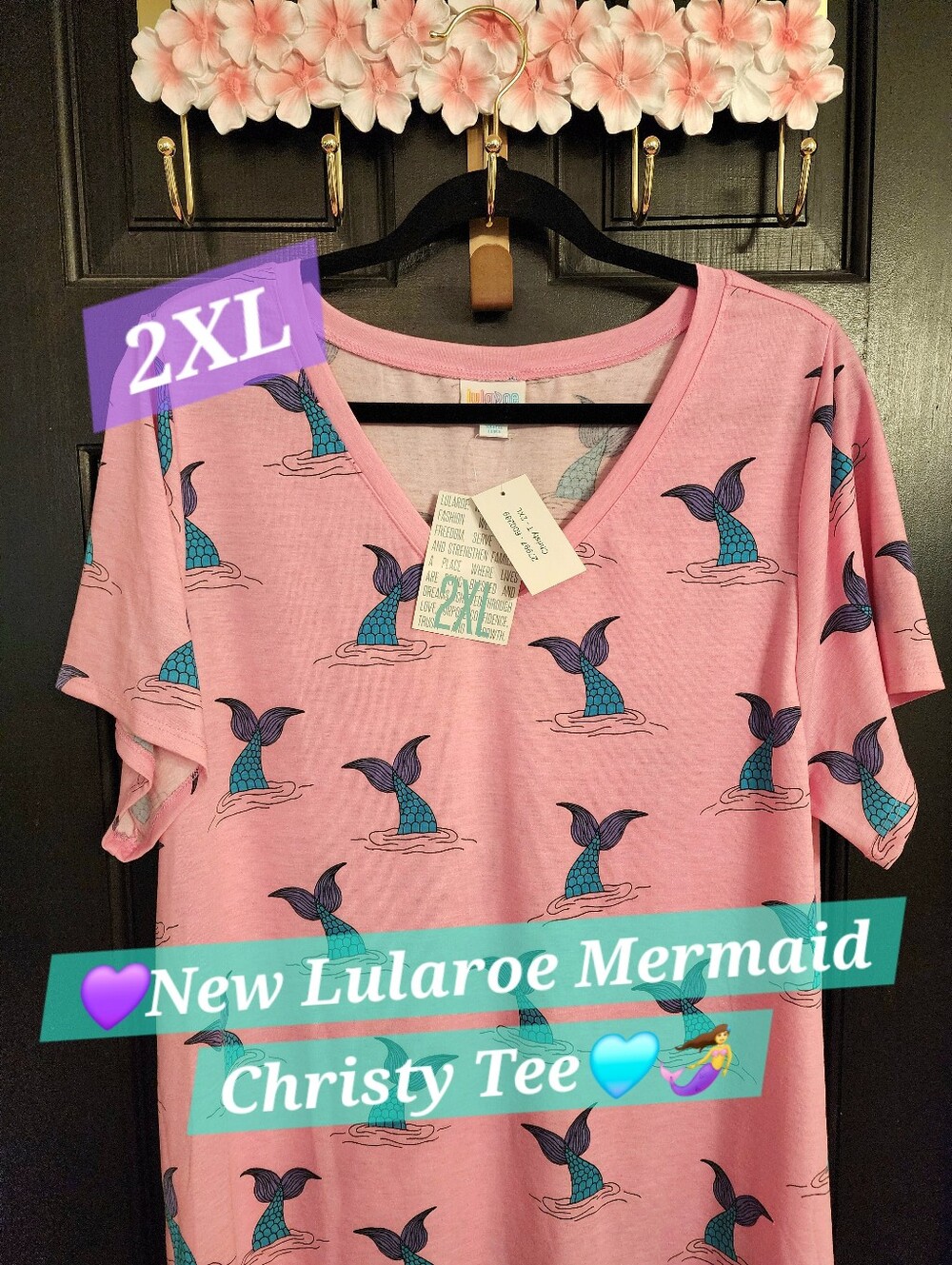 Lularoe Christy T Top Shirt Mermaid Tail Pink 2xl Xxl 2x Plus Essential New